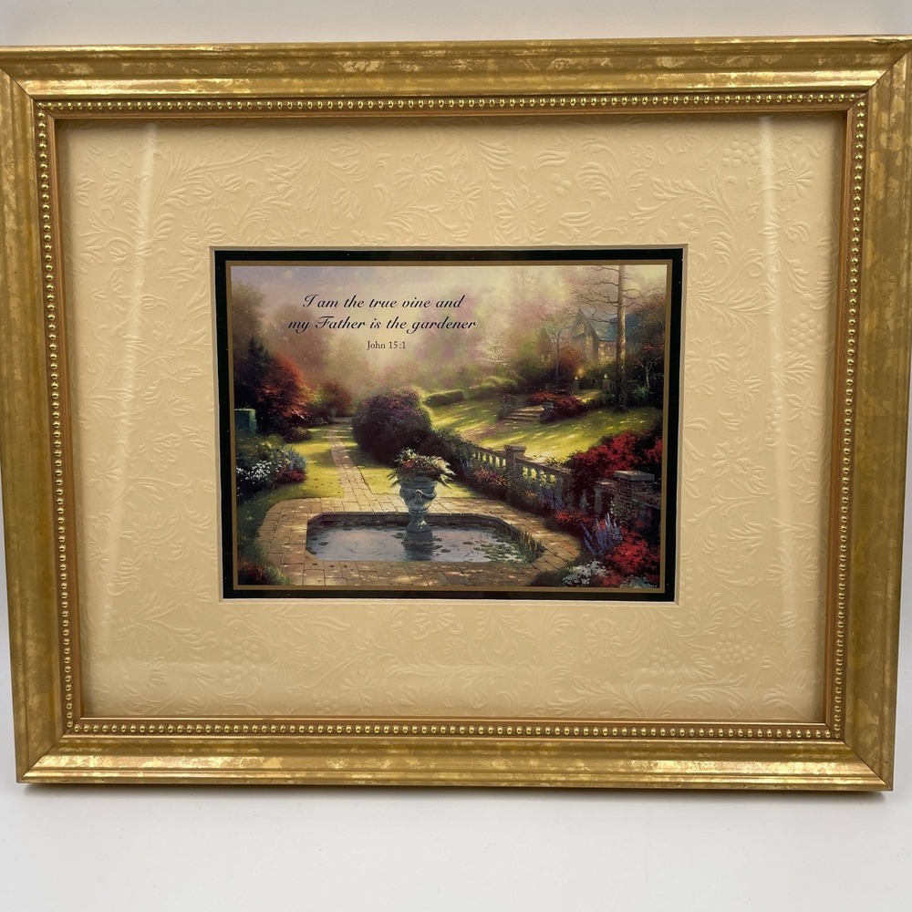 Thomas Kinkade I Am The True Vine John 15:1 Framed Accent Print Gold 11.5x9.5